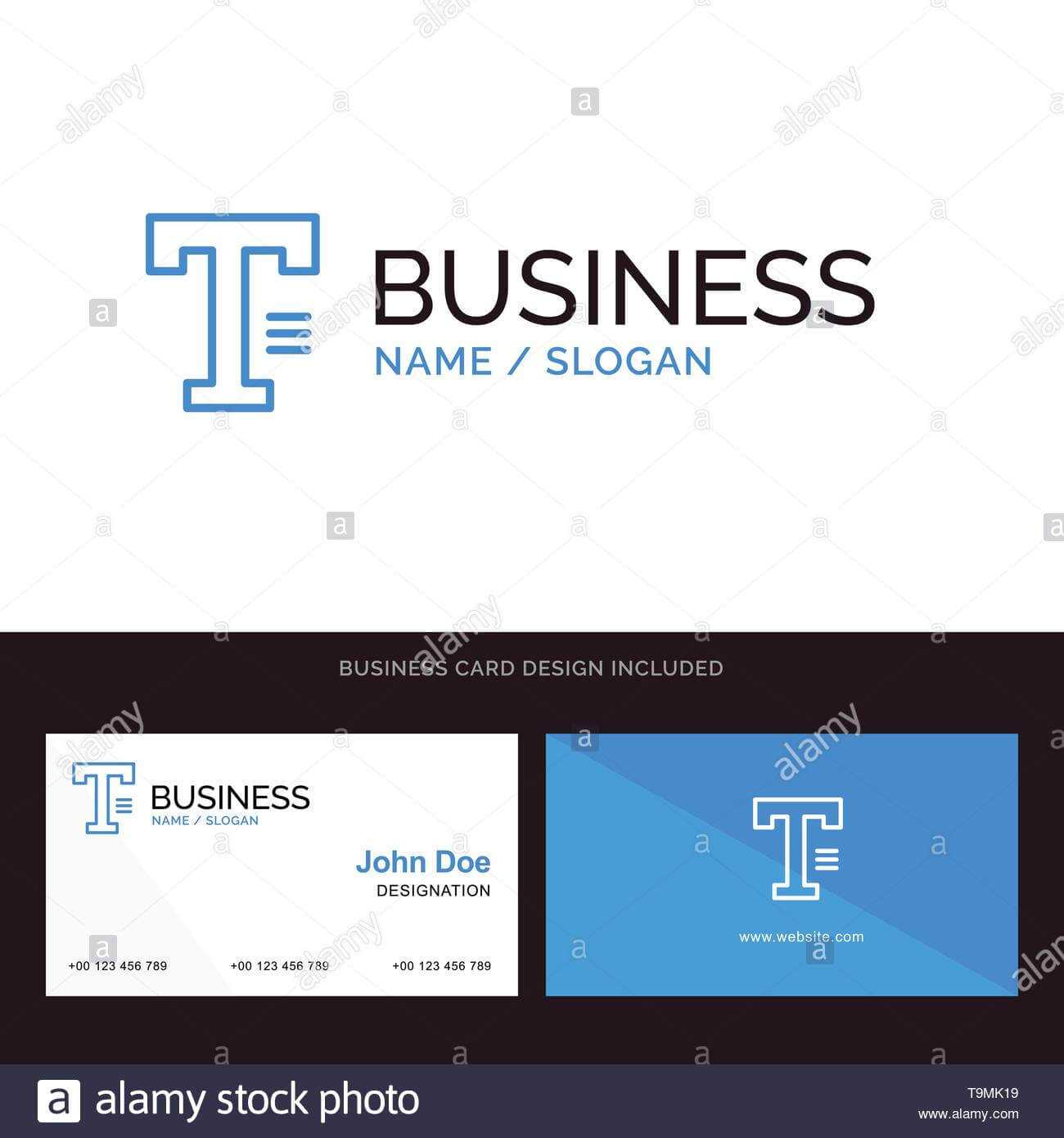 Type, Text, Write, Word Blue Business Logo And Business Card Throughout Front And Back Business Card Template Word