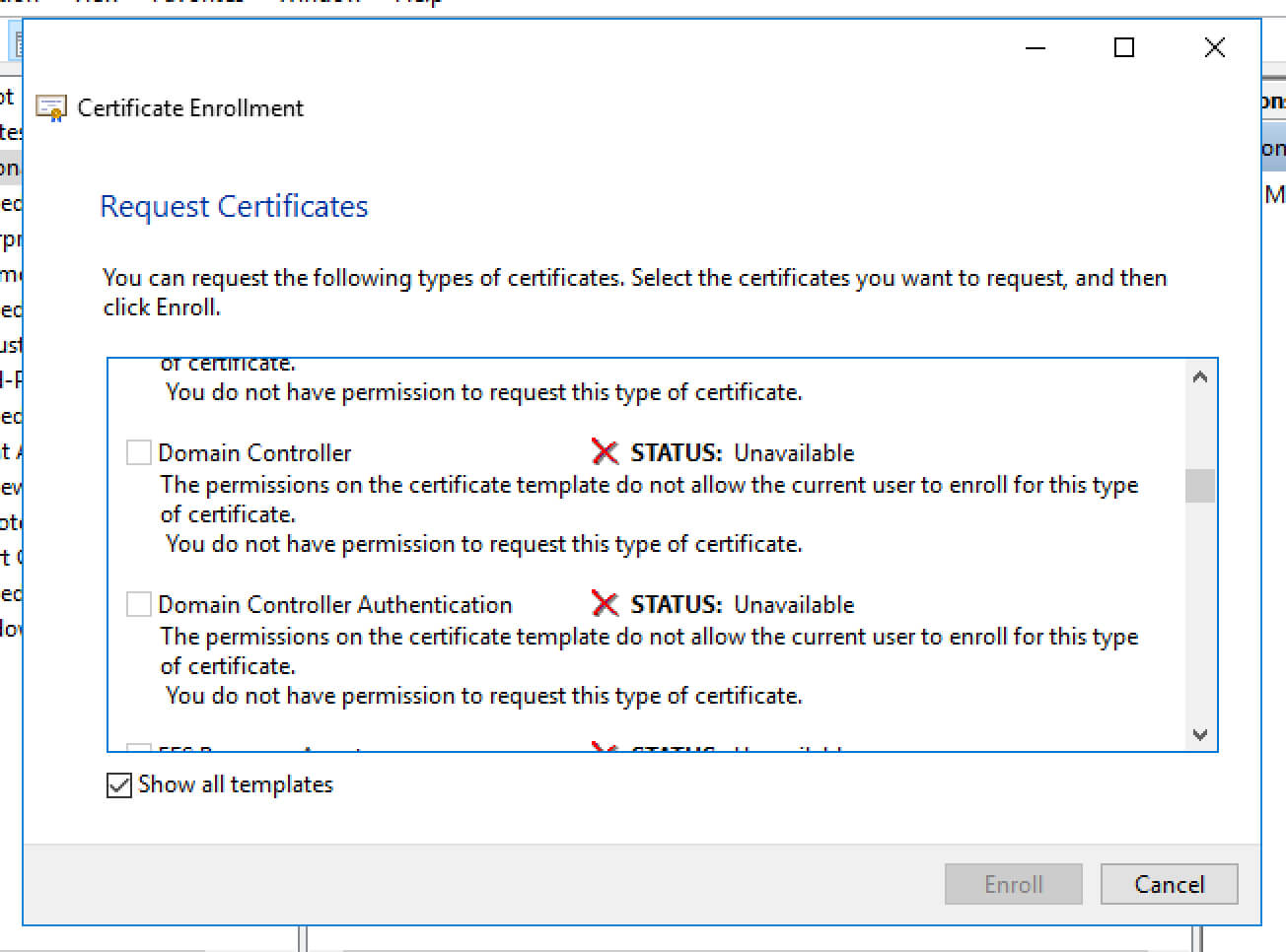 Unable To Request New Certificate From Nps Server For Domain Controller Certificate Template