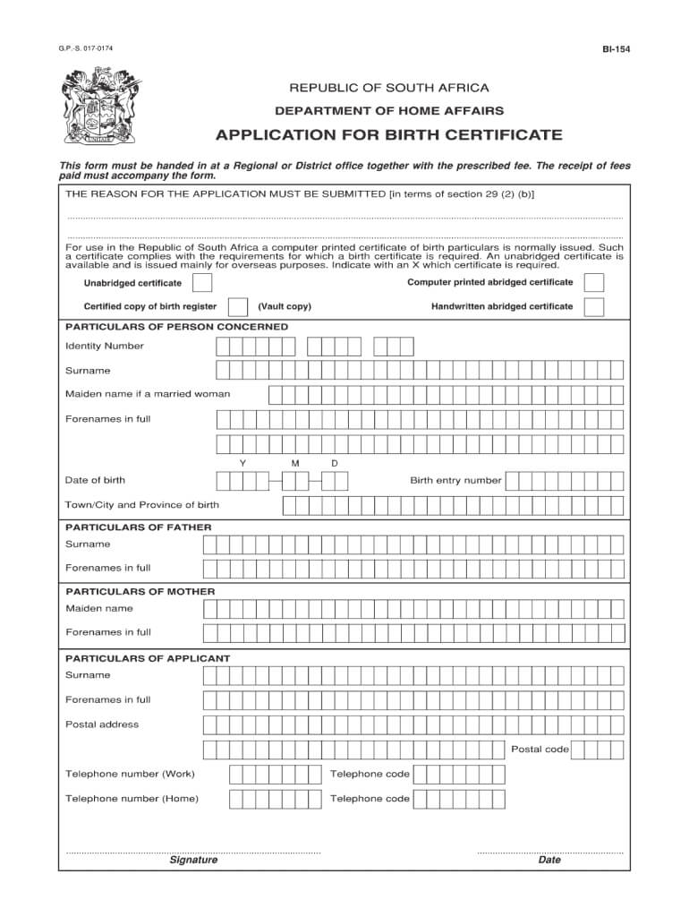 Unabridged Birth Certificate Application Form No Download With Regard To South African Birth Certificate Template