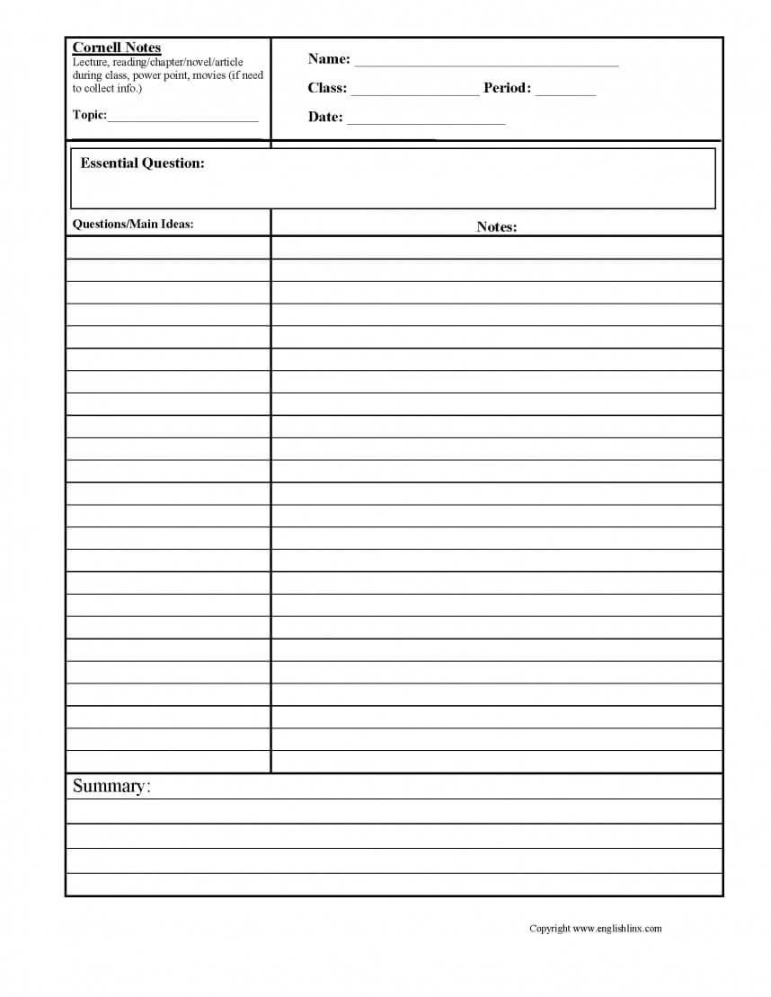Unforgettable Note Taking Template Word Ideas Cornell Method Throughout Note Taking Template Word