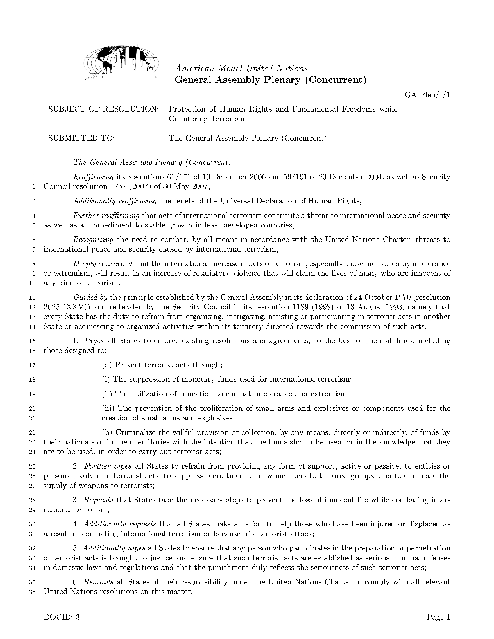 United Nations Documents – Amun Throughout Rapporteur Report Template