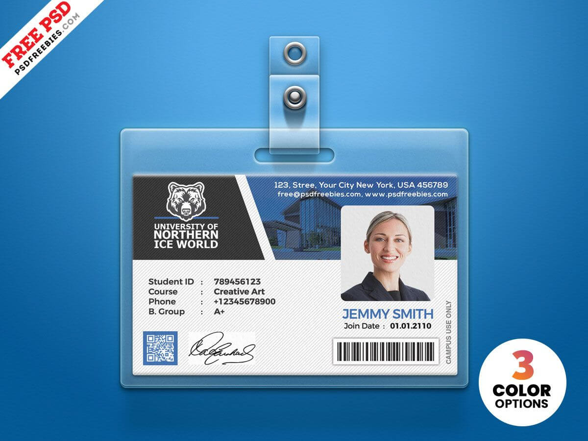 University Student Identity Card Psdpsd Freebies On Dribbble Inside College Id Card Template Psd