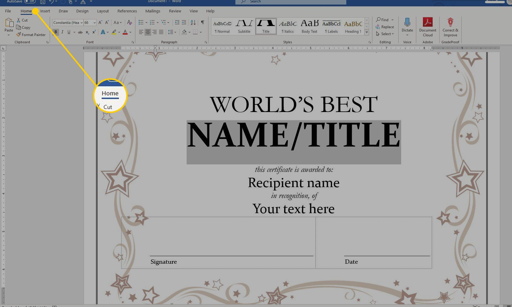 Using A Certificate Template In Microsoft Word For Word 2013 Certificate Template