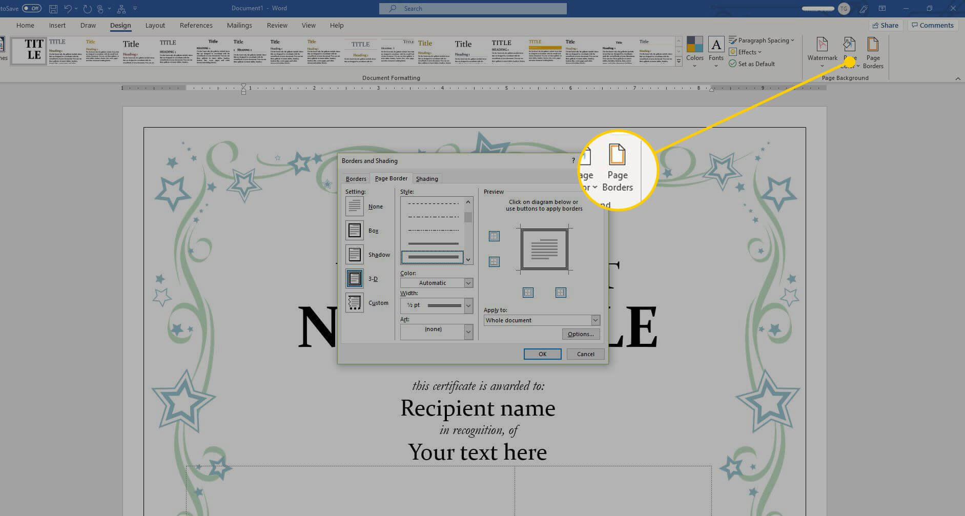 Using A Certificate Template In Microsoft Word Within Button Template For Word