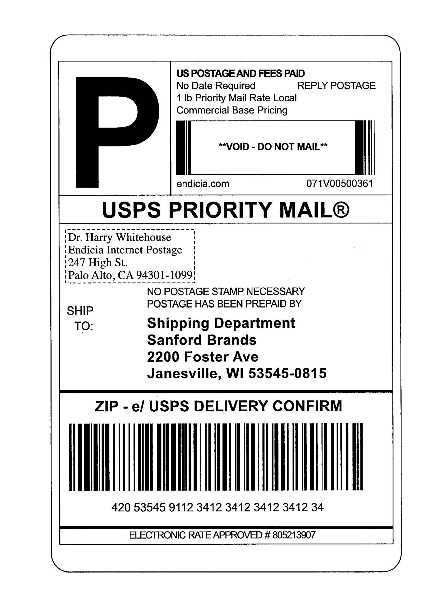 Usps Shipping Label Template | Best And Professional In Microsoft Word Sticker Label Template