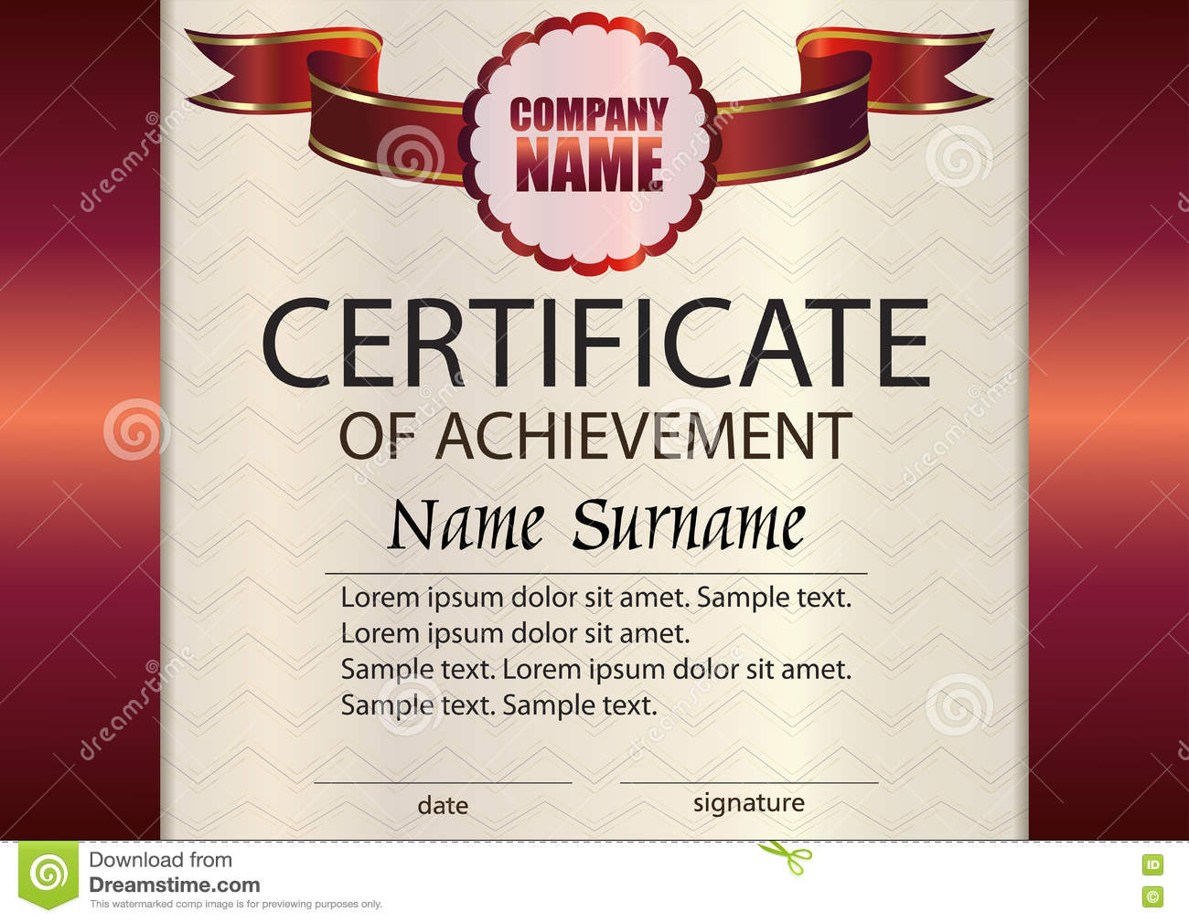 Vector Certificate Of Achievement Template. Award Winner Within Certificate Of Attainment Template