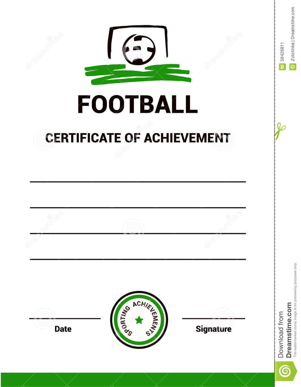 Vector Certificate Template Football Stock Vector Throughout Football Certificate Template