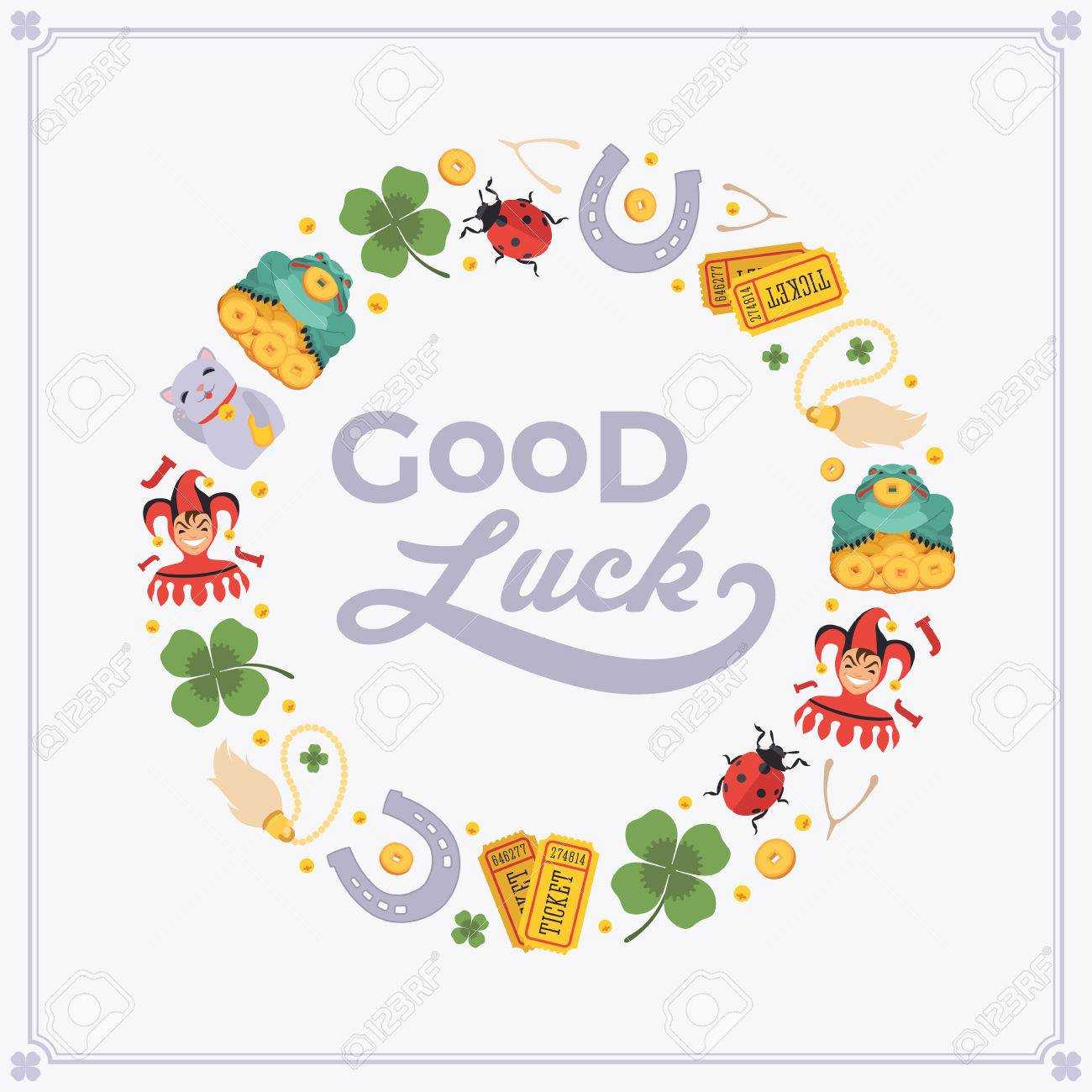 Vector Decorating Design Made Of Lucky Charms, And The Words.. With Regard To Good Luck Card Template