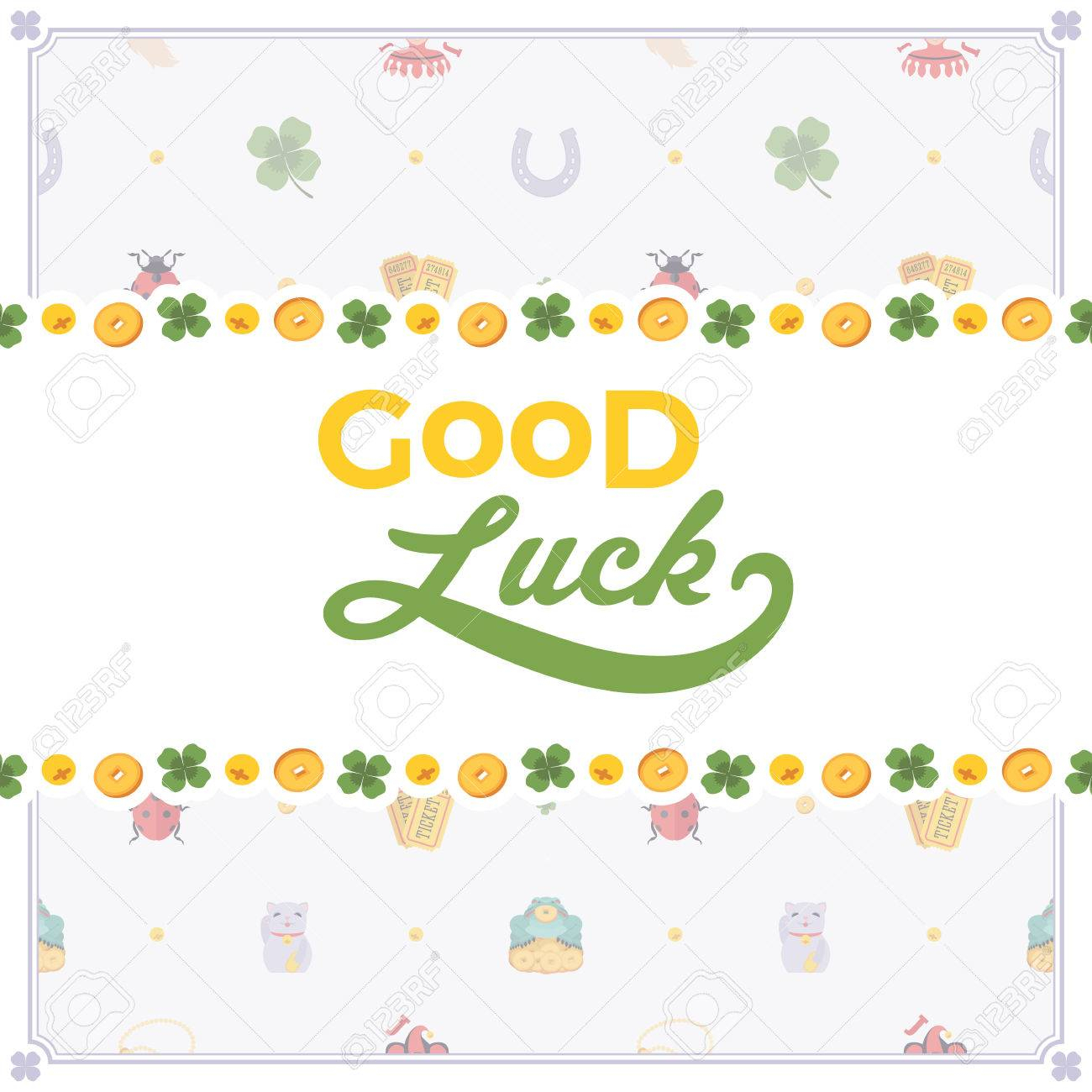 Vector Decorating Design Made Of Lucky Charms, And The Words.. Within Good Luck Card Template