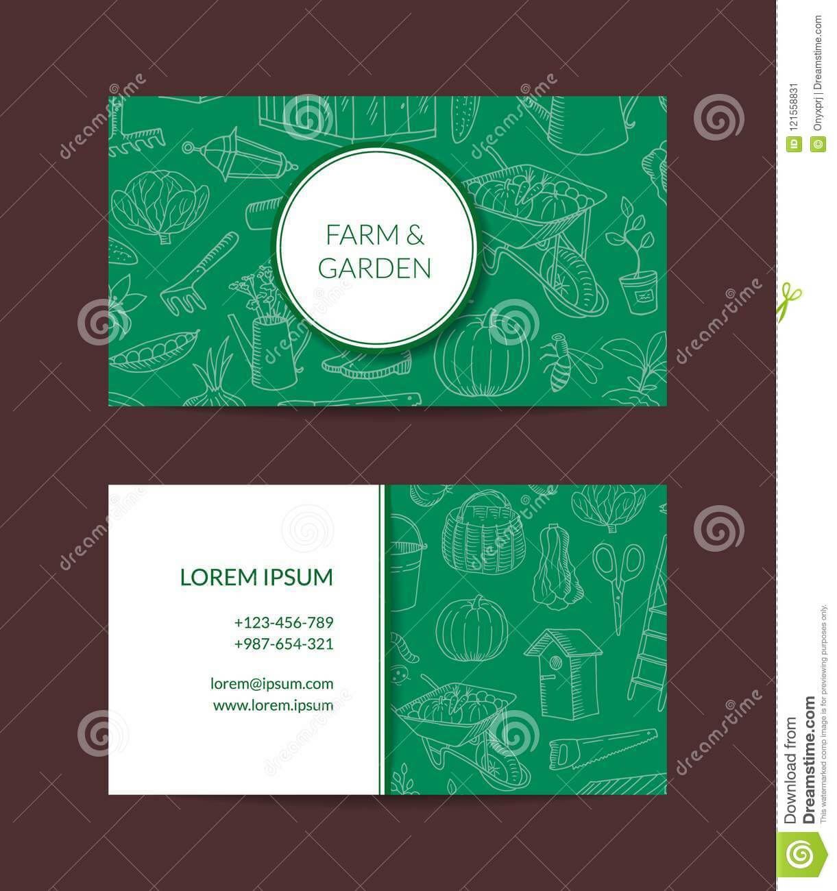 Vector Gardening Doodle Icons Business Card Stock Vector Pertaining To Gardening Business Cards Templates