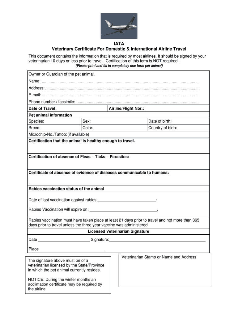 Veterinary Certificate – Fill Online, Printable, Fillable With Regard To Rabies Vaccine Certificate Template