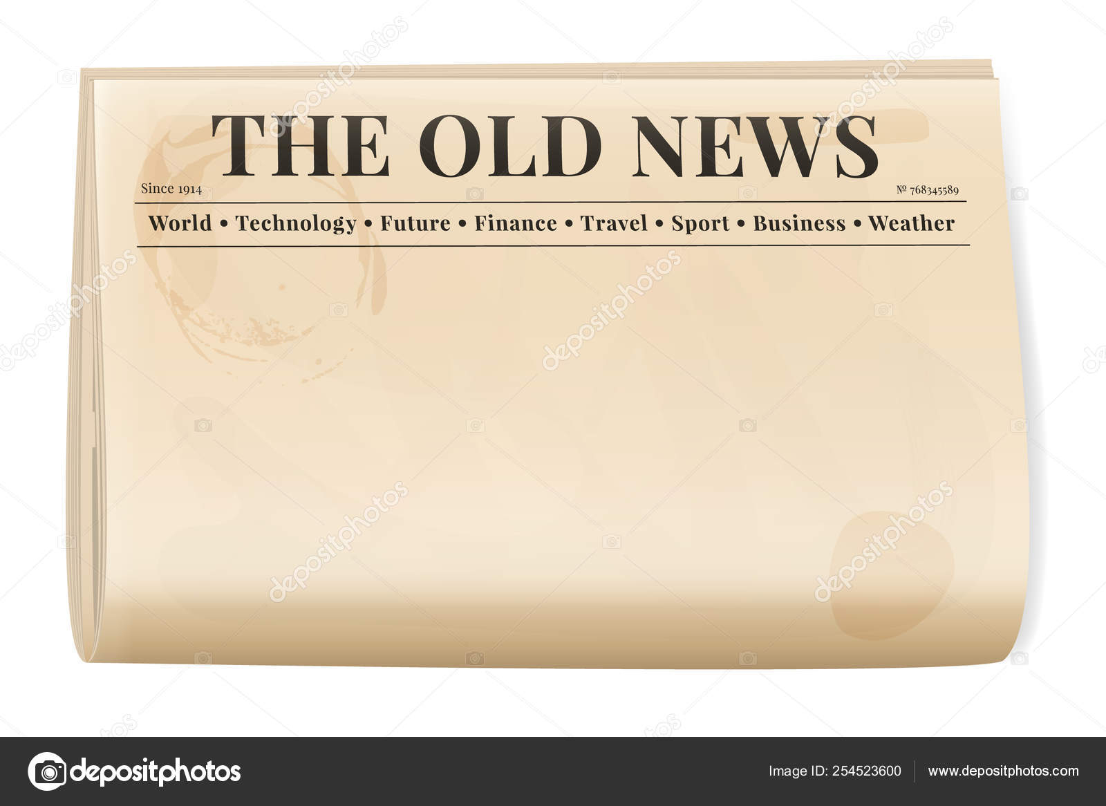 Vintage Newspaper Template. Folded Cover Page Of A News Pertaining To Old Blank Newspaper Template