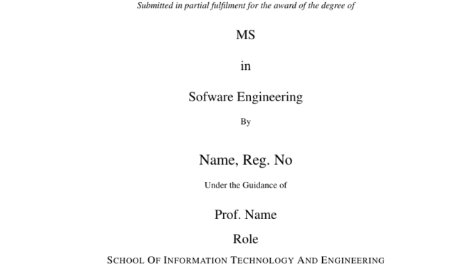 Vit - Template For Vit Project Report Template for Latex Project Report Template