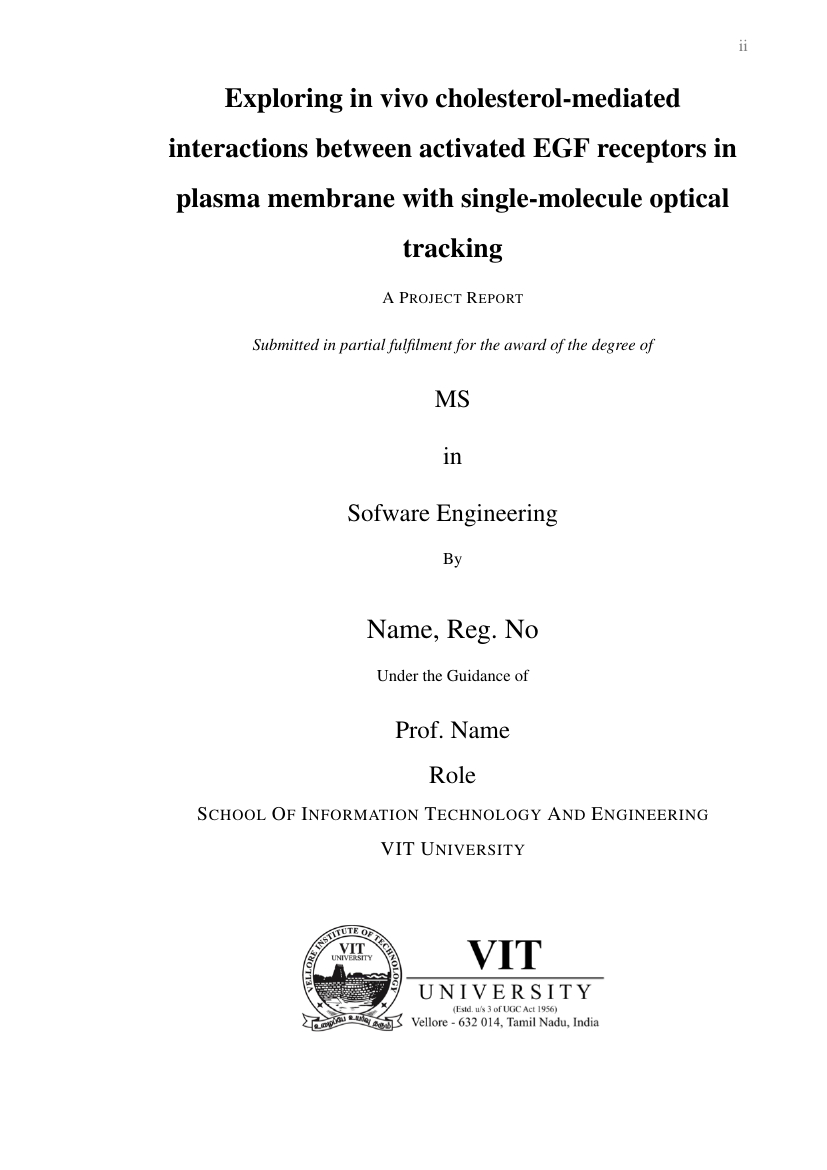 Vit - Template For Vit Project Report Template Inside Project Report Template Latex