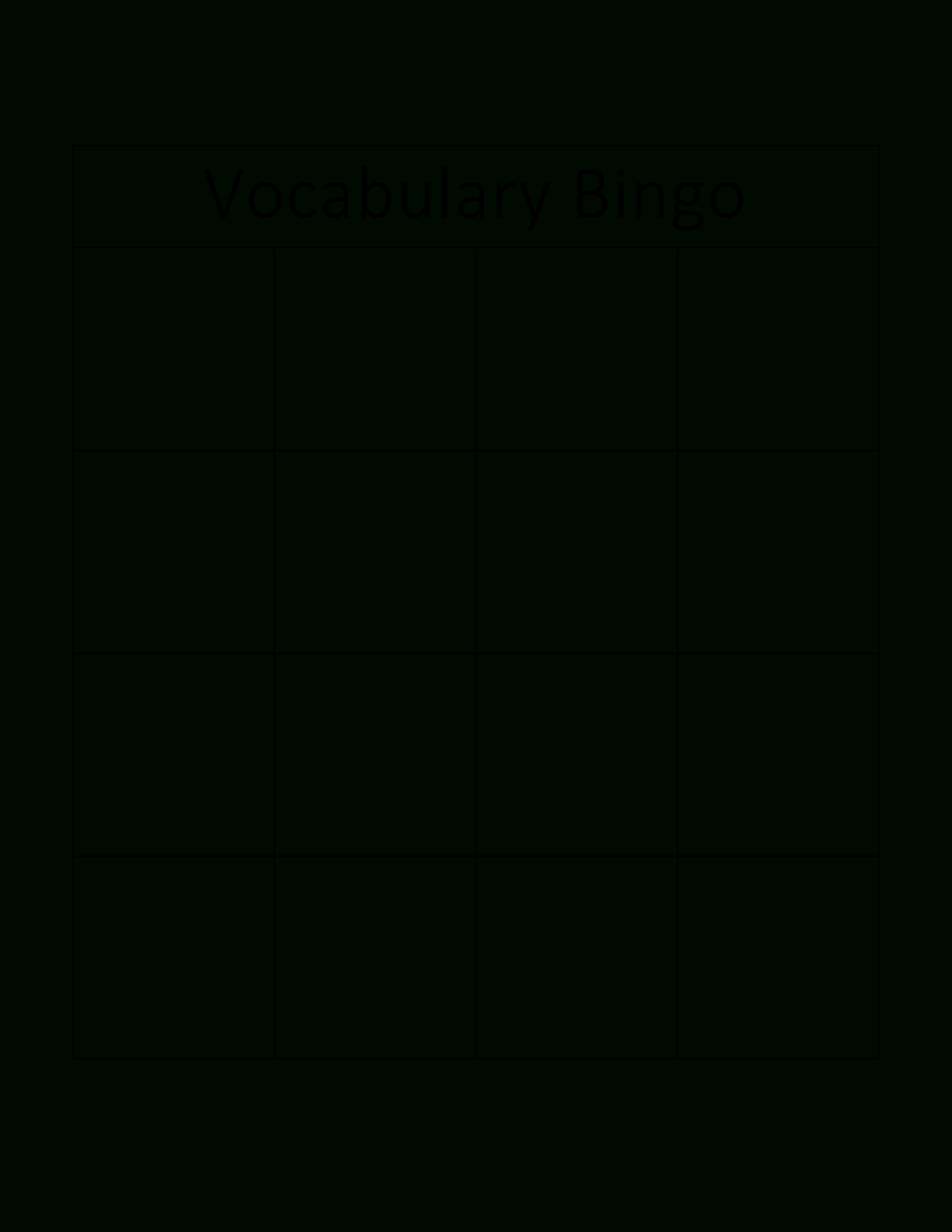 Vocabulary Bingo Card | Templates At Allbusinesstemplates Pertaining To Bingo Card Template Word