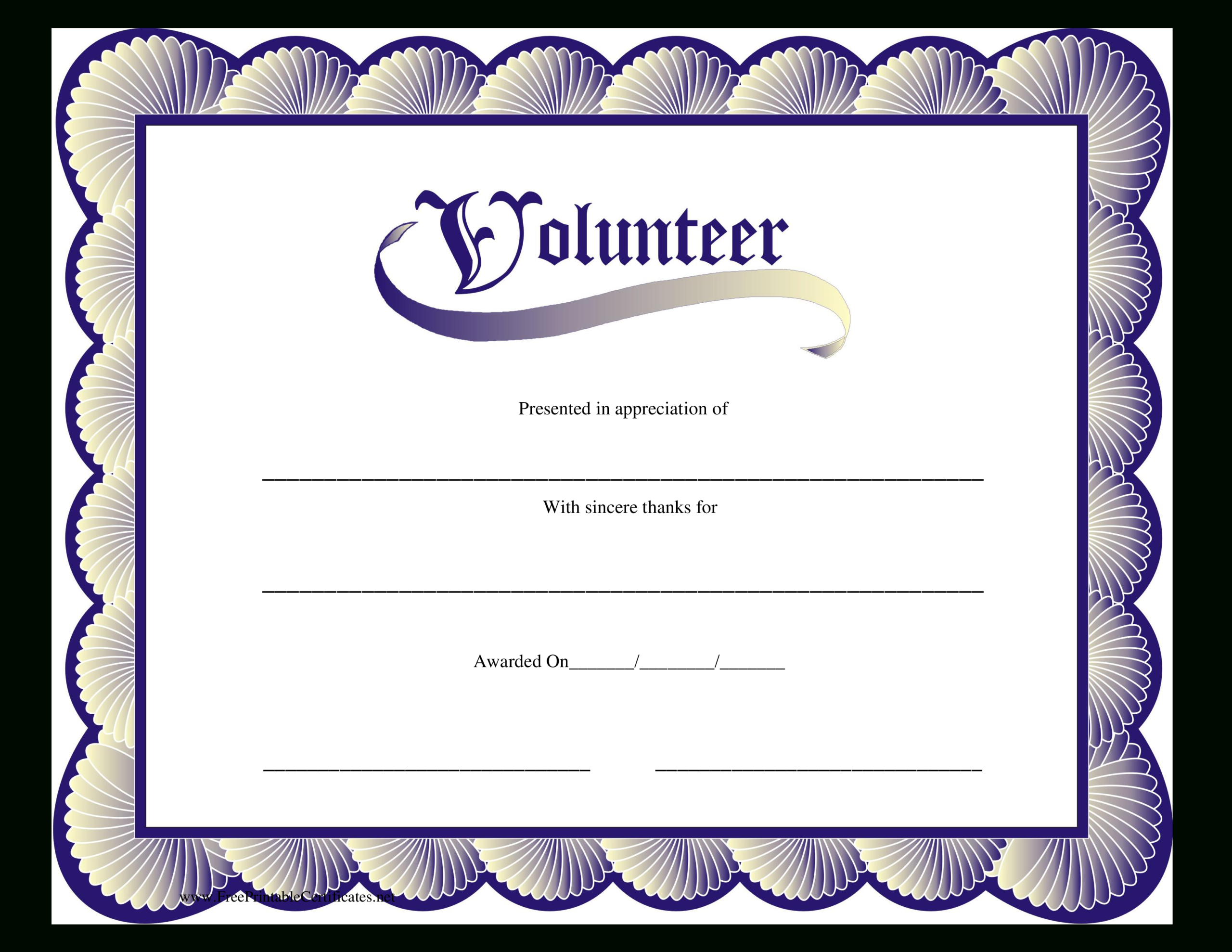 Volunteer Certificate | Templates At Allbusinesstemplates With Volunteer Of The Year Certificate Template