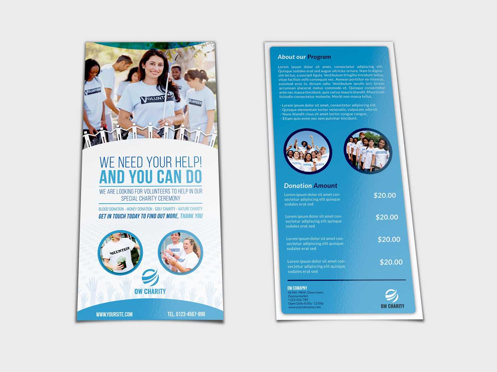 Volunteer Flyer Template Dl Sizeowpictures On Dribbble In Volunteer Brochure Template