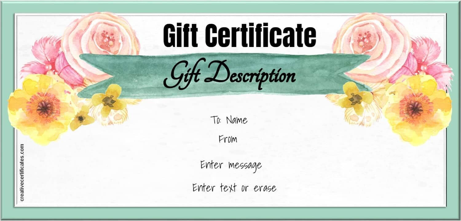 Watercolor Gift Certificate Template | Gift Certificate Pertaining To Massage Gift Certificate Template Free Printable
