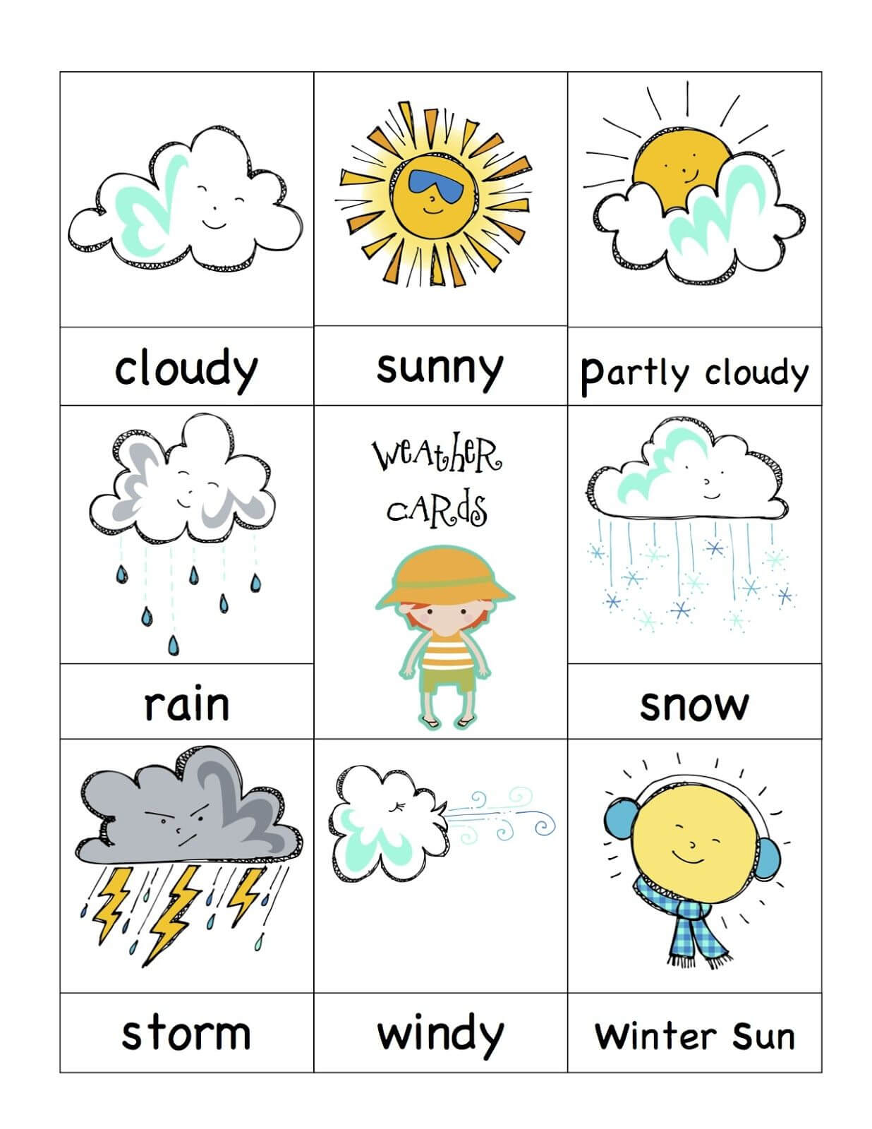 Weather Cards | Preschool Weather, Preschool Weather Chart With Regard To Kids Weather Report Template