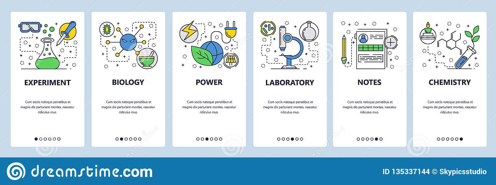 Web Site Onboarding Screens. Science Experiment In Lab For Science Fair Banner Template