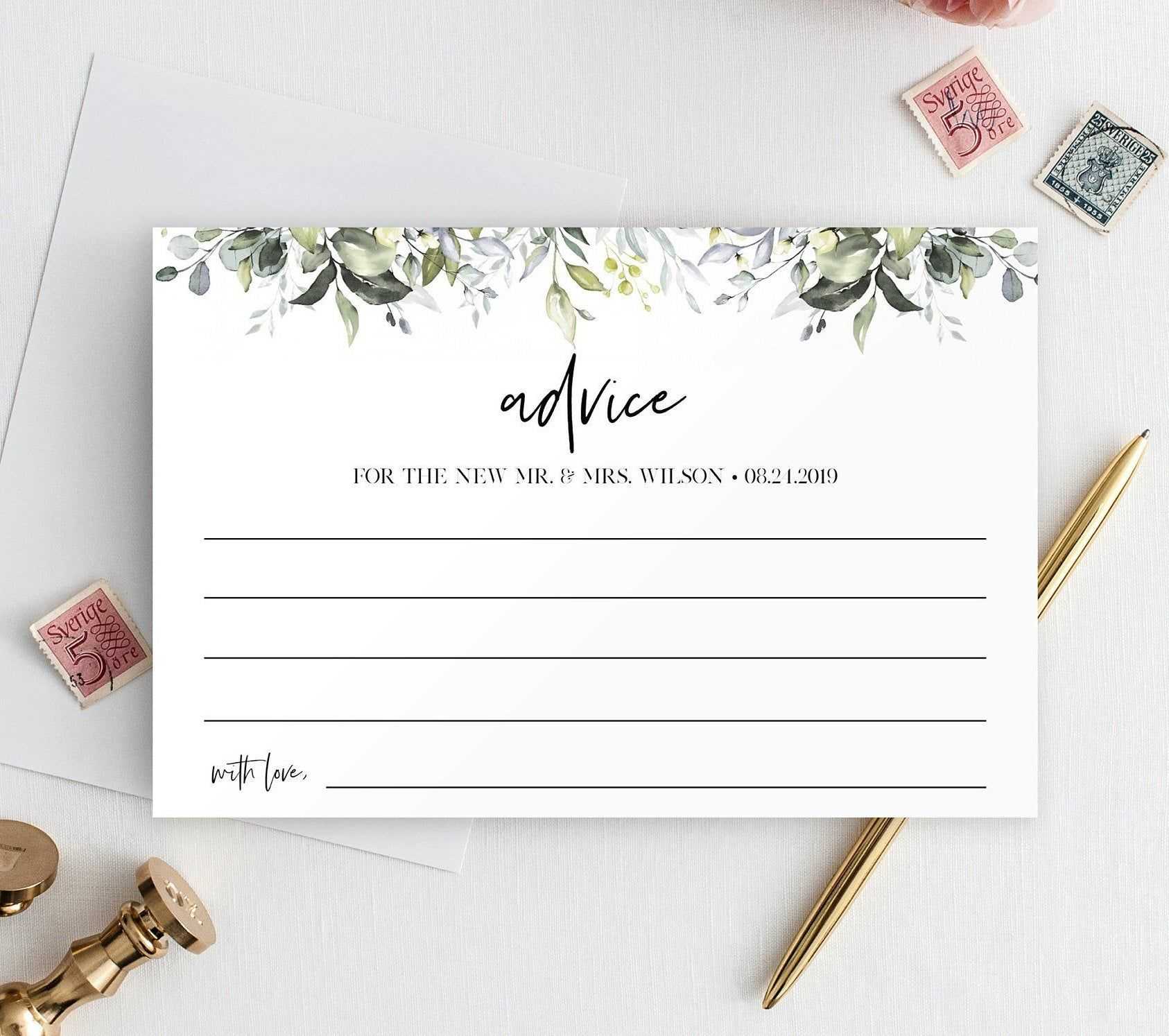 Wedding Advice Card Template, Well Wishes Printable For Marriage Advice Cards Templates