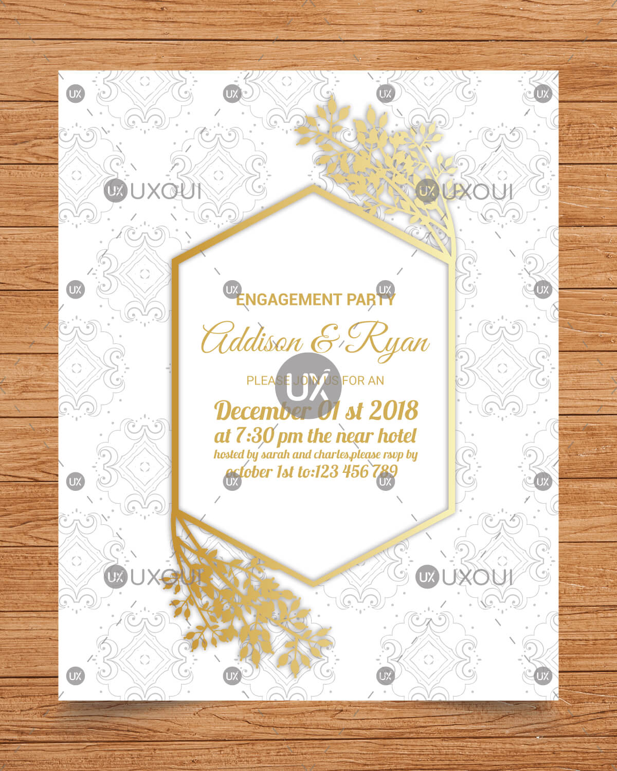 Wedding Engagement Party Invitation Card Template Design Vector With Flowers Throughout Engagement Invitation Card Template