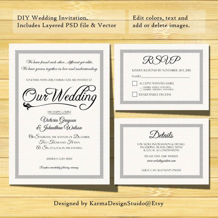 Wedding Invitation Response Card Templates – Ironi Inside Free Printable Wedding Rsvp Card Templates