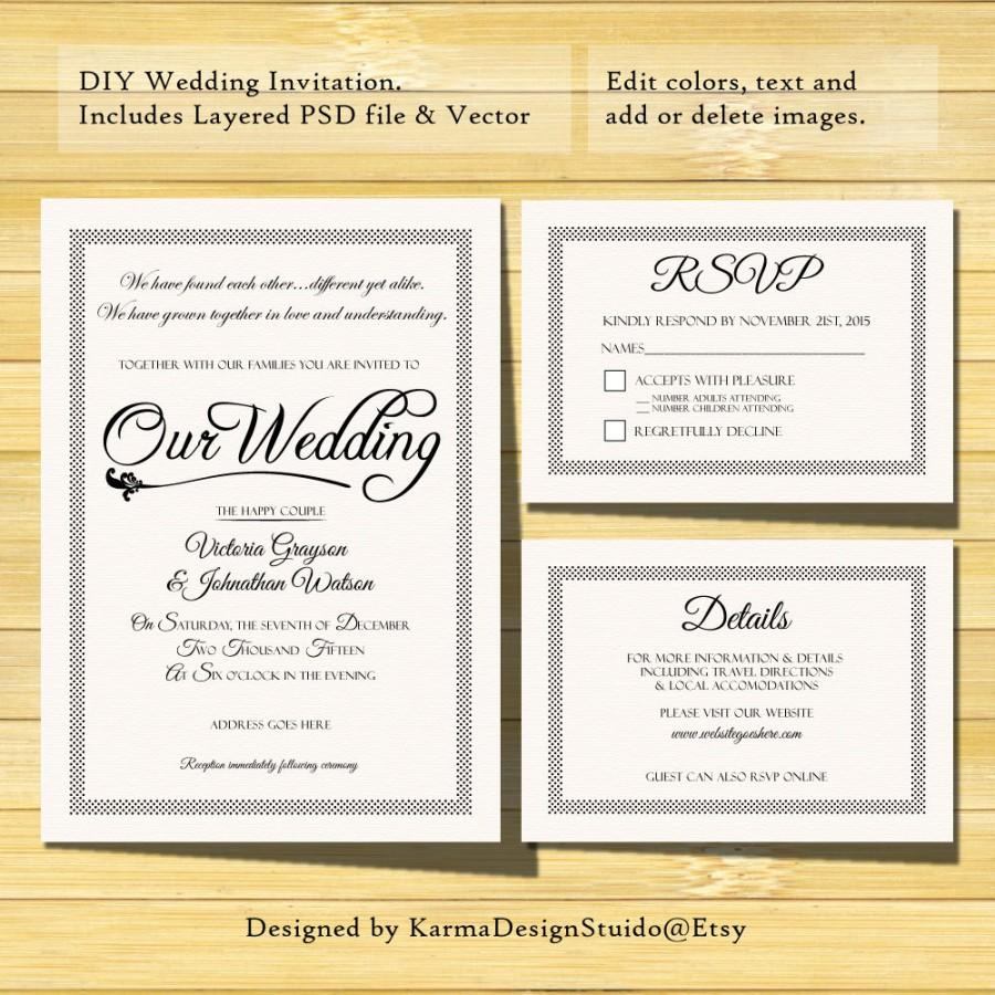 Wedding Invitation Template – Instant Download – Printable Intended For Template For Rsvp Cards For Wedding