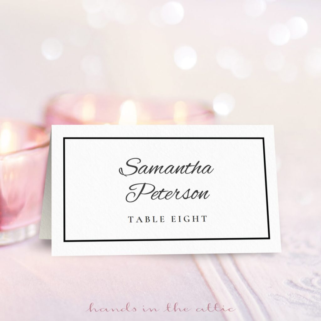 Wedding Place Card Template | Free Download | Hands In The Attic Throughout Place Card Size Template