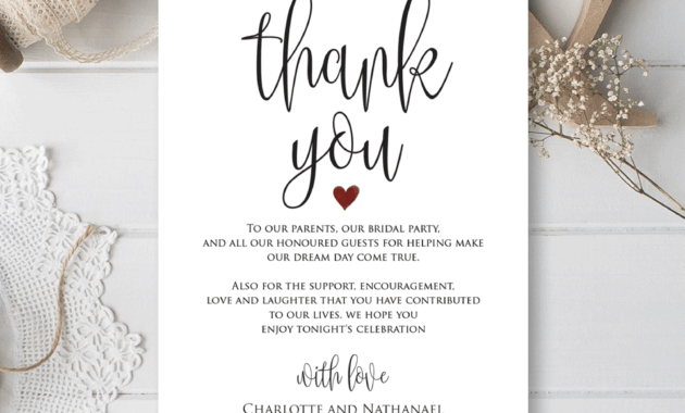 Wedding Thank You Note, Printable Thank You Card Template for Template For Wedding Thank You Cards