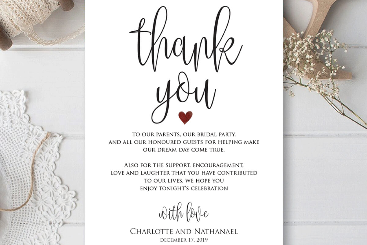 Wedding Thank You Note, Printable Thank You Card Template With Regard To Thank You Note Cards Template