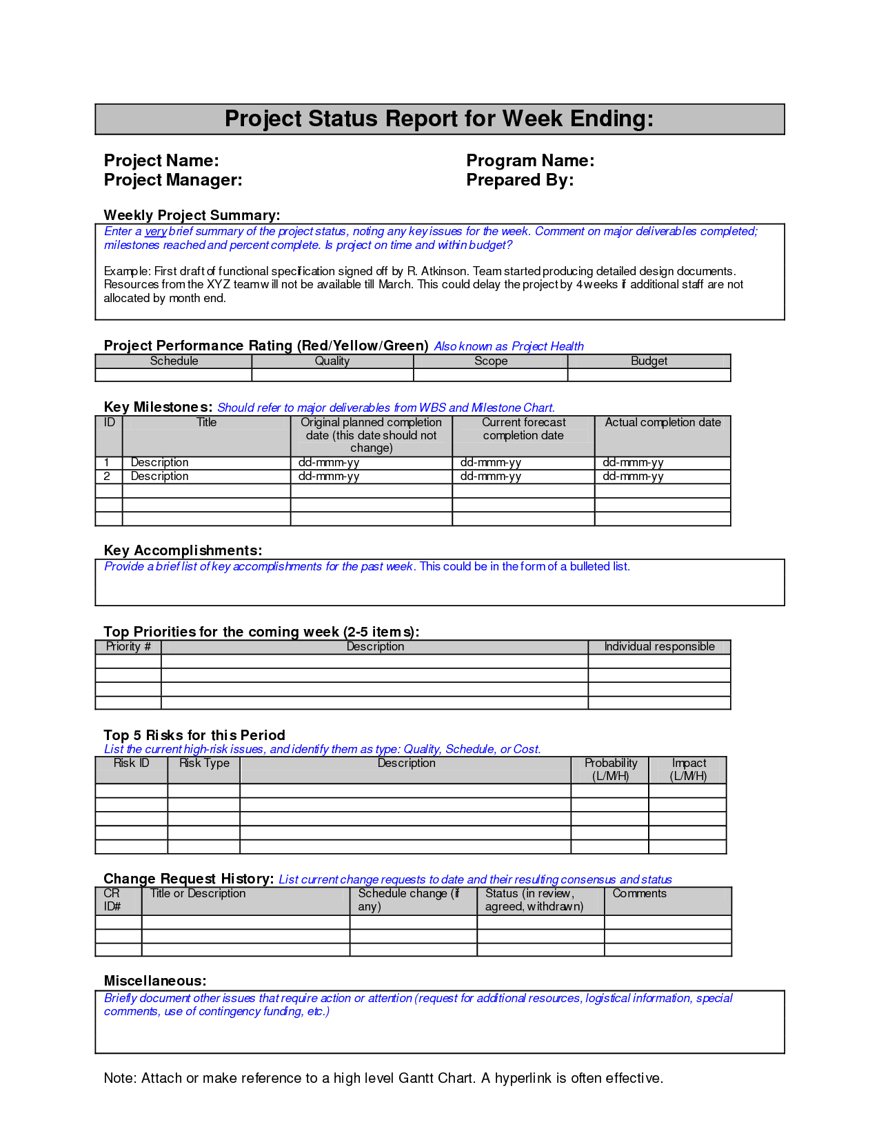 Weekly Project Status Report Sample – Google Search Pertaining To Project Weekly Status Report Template Excel