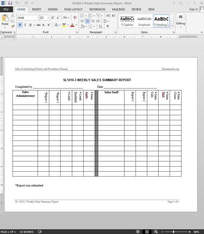 Weekly Sales Summary Report Template | Sl1010 3 Throughout Weekly Manager Report Template