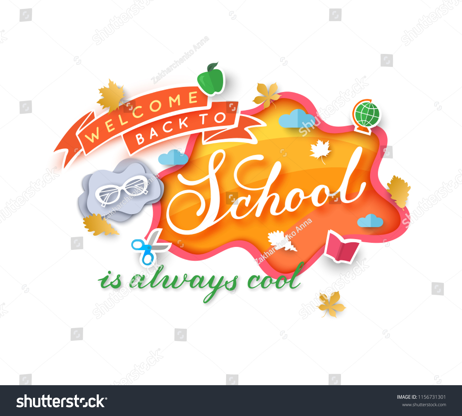 Welcome Back School Banner Template Paper Stock Vector With Welcome Banner Template