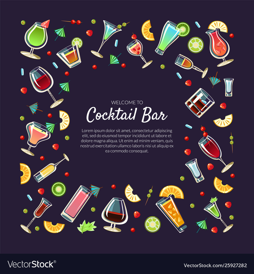 Welcome To Cocktail Bar Banner Template With Place For Welcome Banner Template