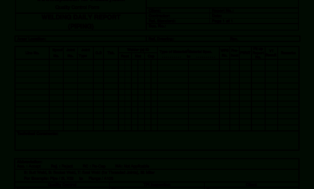 Welding Inspection Report Template And Piping Welding Daily within Welding Inspection Report Template