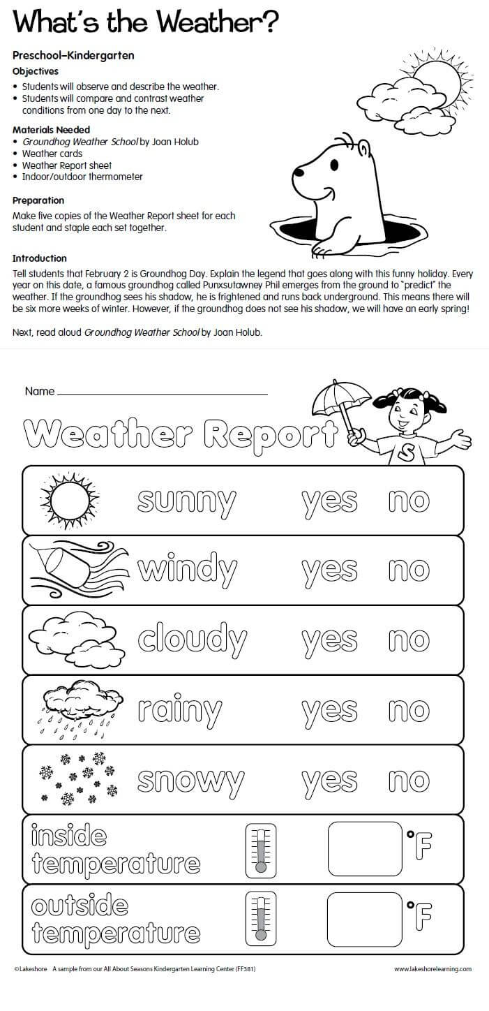 What's The Weather? Lesson Plan From Lakeshore Learning Pertaining To Kids Weather Report Template