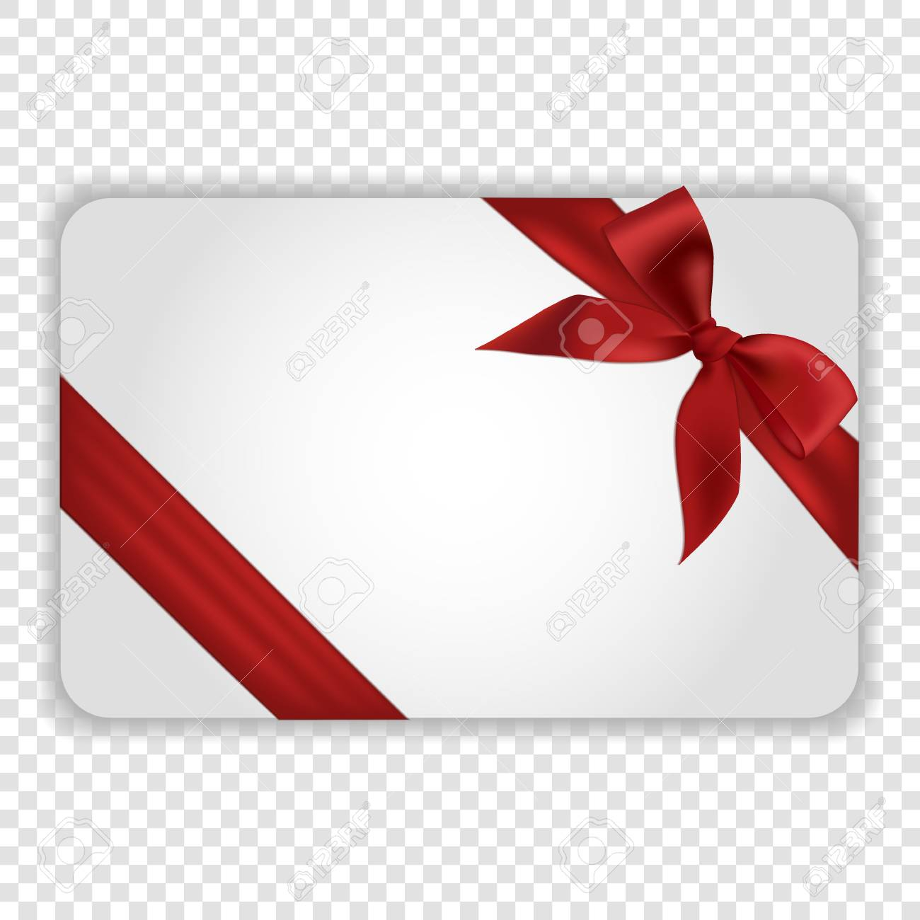 White Blank Gift Card Template With Red Ribbon And A Bow. Vector.. Inside Present Card Template