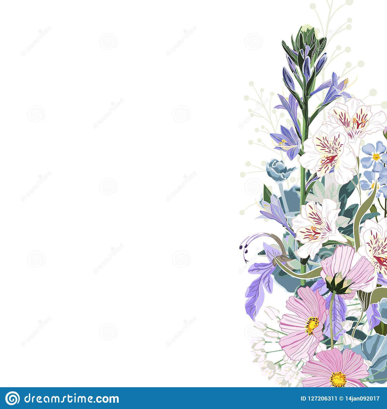 Wild Flowers Bouquet Elegant Card Template. Small Floral Intended For Small Greeting Card Template