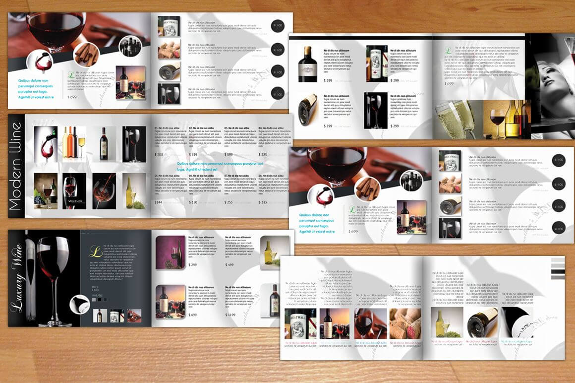 Wine – A5 Modern Catalogueflyer King On Creative Market Regarding Wine Brochure Template