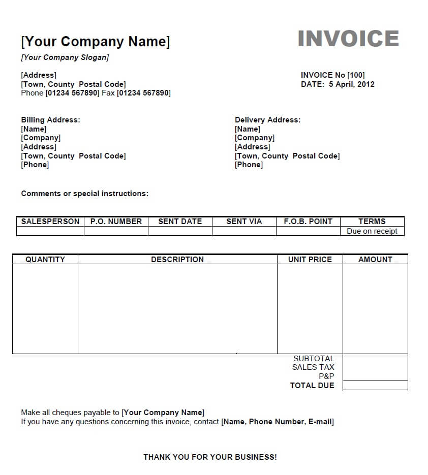 Word Invoice Template Mac | Invoice Example In Free Invoice Template Word Mac