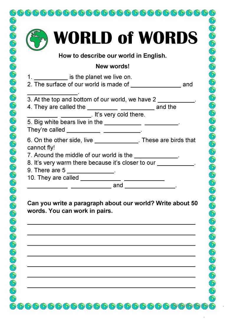 World Of Words – Vocabulary Building – English Esl Worksheets Throughout Vocabulary Words Worksheet Template