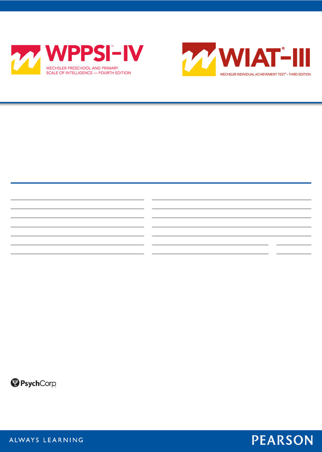 Wppsi  Iv/wiat  Iii Wechsler Preschool And Primary For Wppsi Iv Report Template