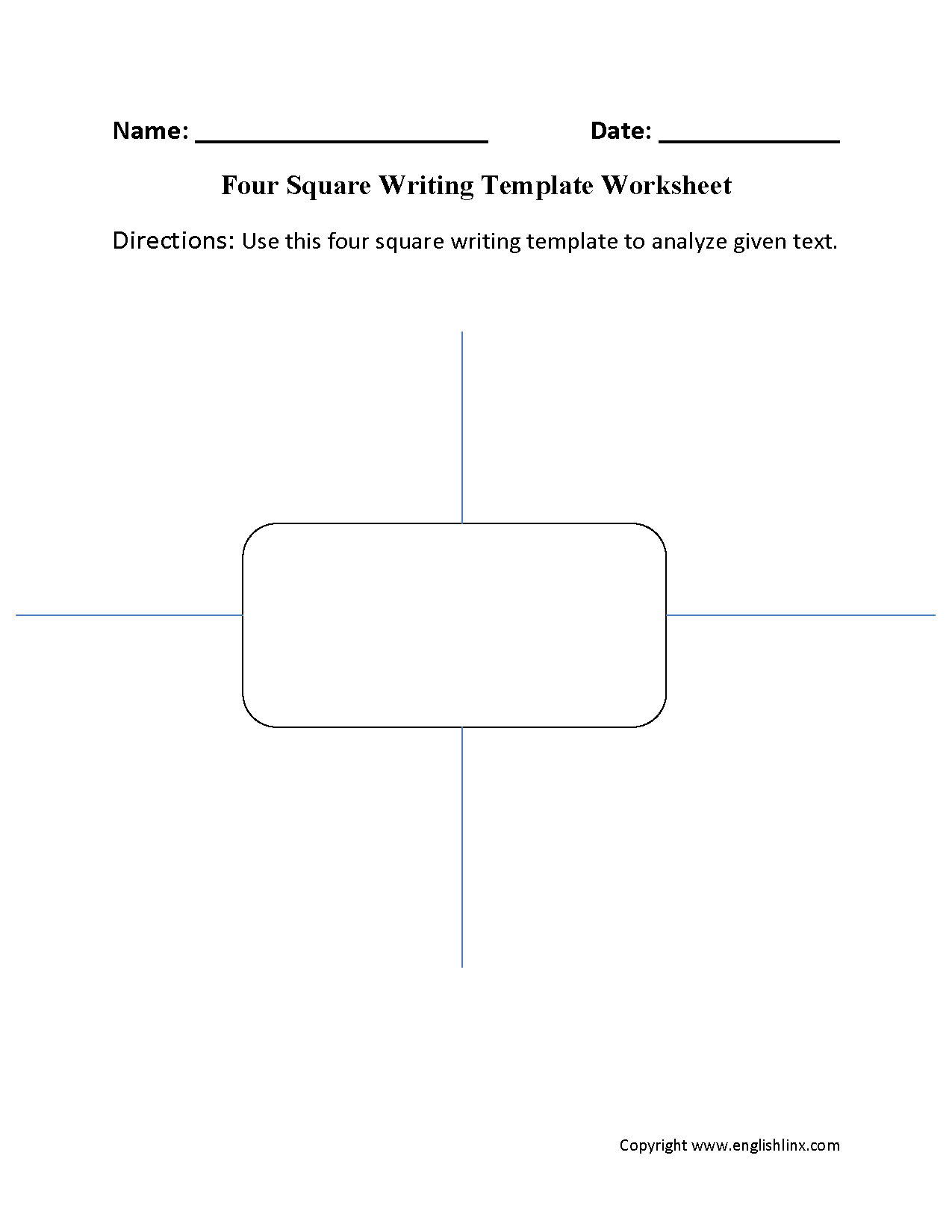 Writing Worksheets | Writing Template Worksheets For Blank Four Square Writing Template