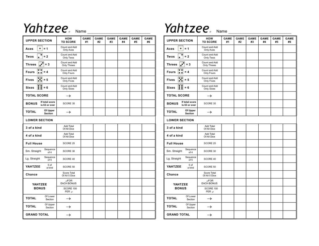 Yahtzee Score Card Template | Yahtzee Score Card, Yahtzee Regarding Bridge Score Card Template
