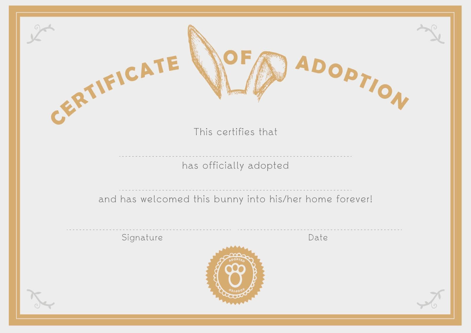 You Are In Good Company: Good On Paper – Bunny Adoption Regarding Toy Adoption Certificate Template