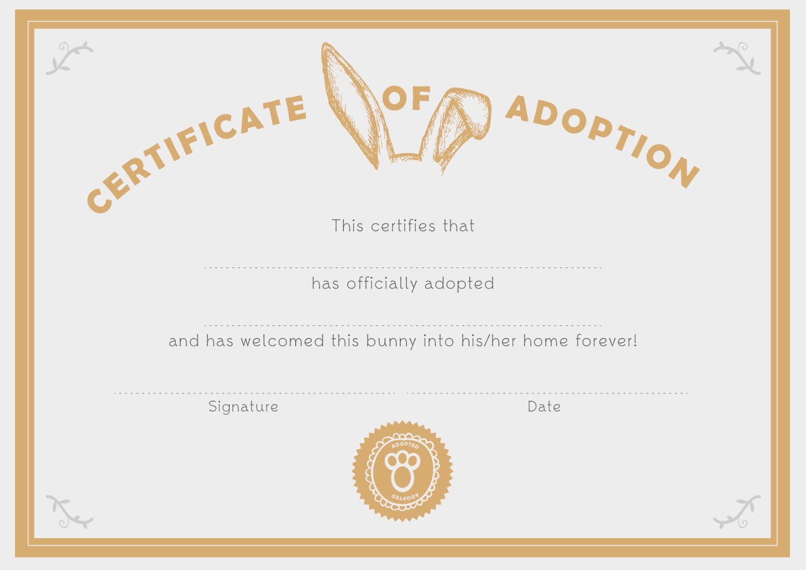 You Are In Good Company: Good On Paper – Bunny Adoption Within Blank Adoption Certificate Template
