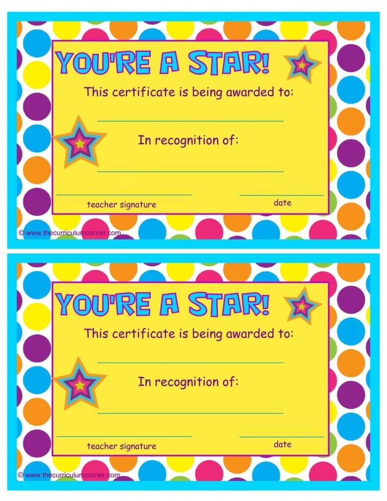 You're A Star End Of The Year Certificates | Star Students Within Star Award Certificate Template