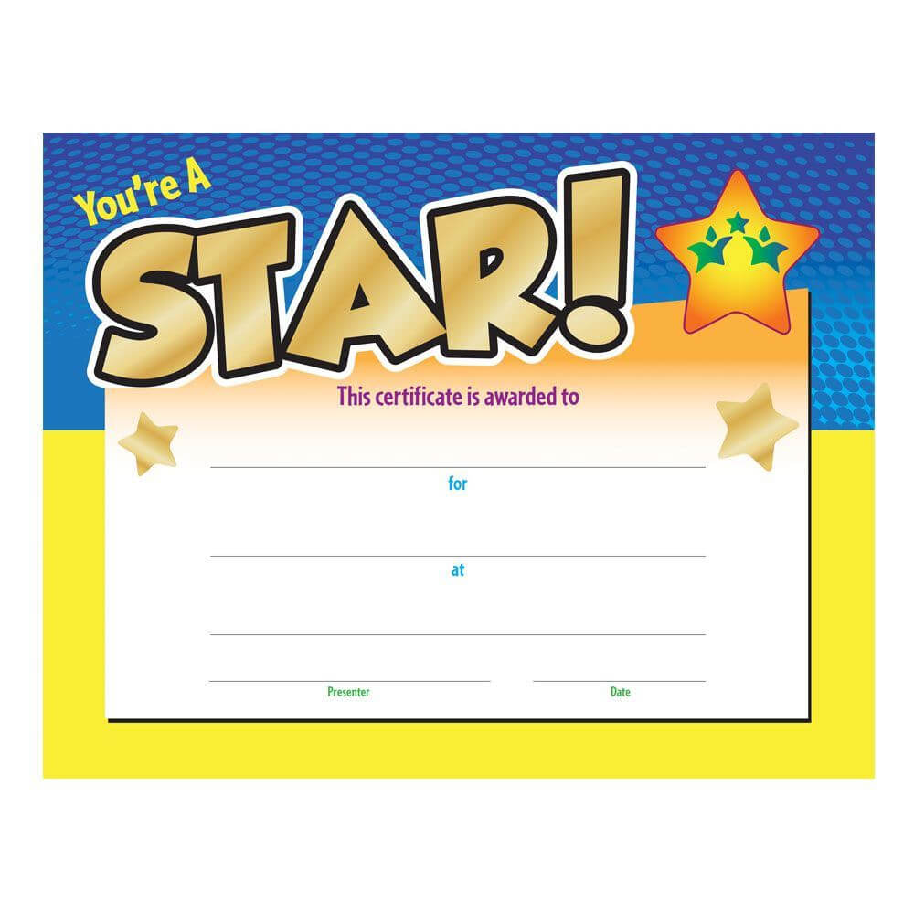 You're A Star! Gold Foil Stamped Certificate Throughout Star Of The Week Certificate Template